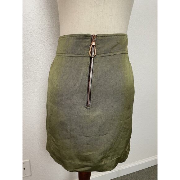 Sandro Paris Mini Skirt Metallic Zip Front Erman - Picture 1 of 8